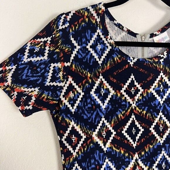 Lularoe Amelia Pleated Fit & Flare Stretch Midi Dress Aztec Lrg Tribal Unicorn - Picture 8 of 11
